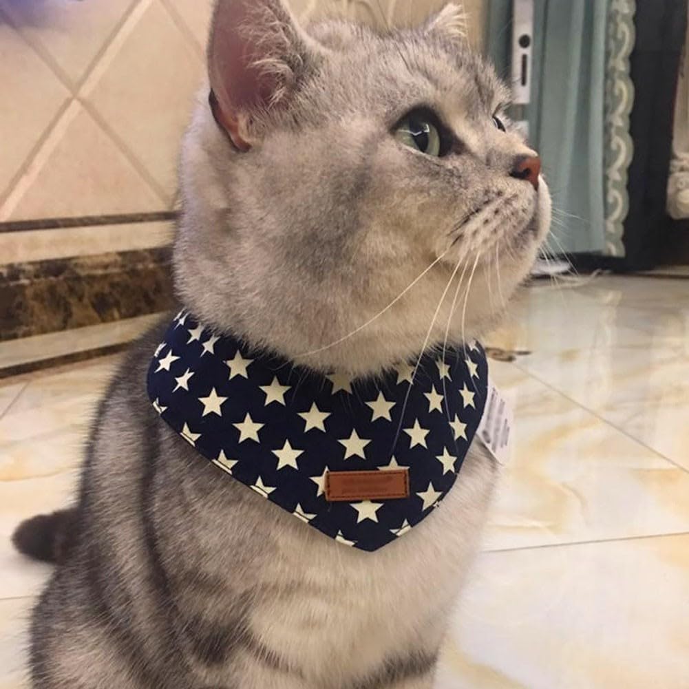 Bandana di Gatto con Motivo di Stelle Sciarpa Triangolare del Cucciolo Collare Regolabile Bavaglino per Cani di Piccola e Gatti