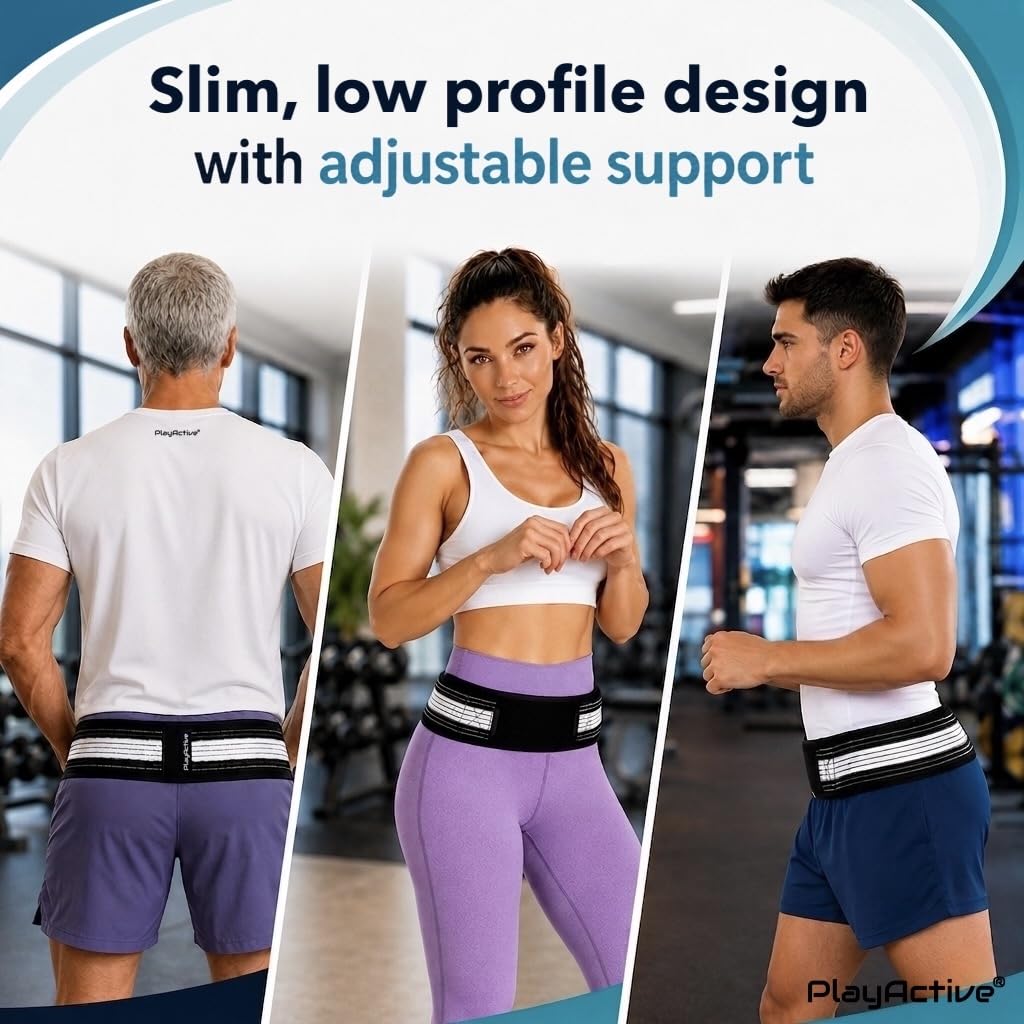 PlayActive Cintura Sacroiliaca SI,Tutore per la parte bassa della schiena per uomini e donne,Bretelle per il dolore dell'anca,Cintura trocantere,Sciatica Pelvi lombare sollievo dal dolore (XL-XXL)