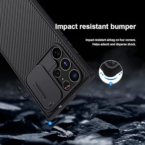Miniatura 5 de Compatible con Galaxy S22 Ultra, funda deslizante para protección de lente de cámara para Samsung S22 Ultra 5G, TPU Bumper PC cubierta trasera (azul)