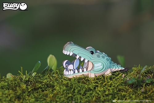 Miniatura 4 de Eugy Rompecabezas 3D de cocodrilo, 22 piezas, ecológico, juguete educativo para niños, niñas y niños a partir de 6 años