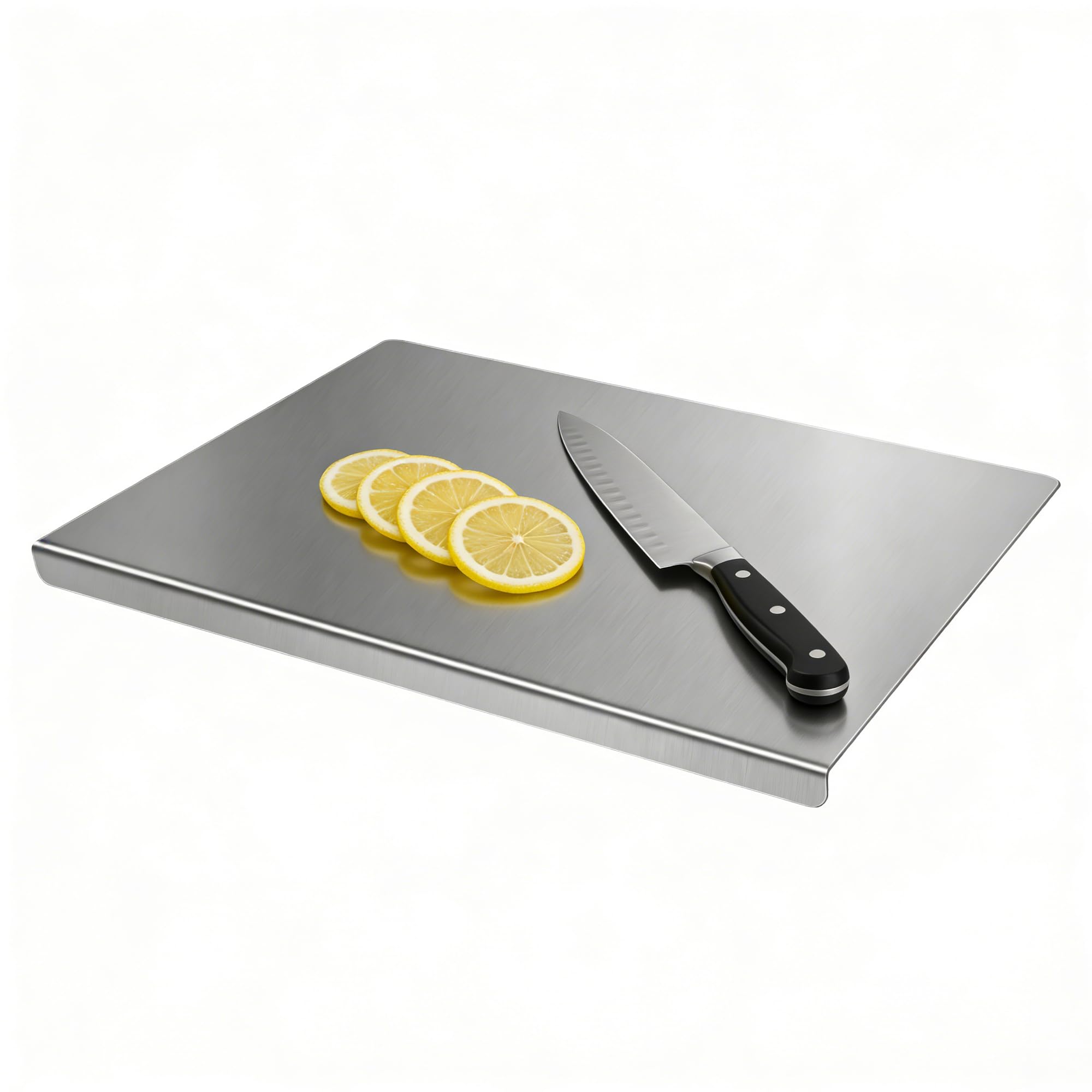 Stainless Steel Cutting Board for Kitchen, Metal Cutting Board with Counter Lip Dishwasher Safe Chopping Board for Meat, Fish, Vegetables, Fruits, Bread, Pastry (40 x 30cm/ 16 x 12 in)