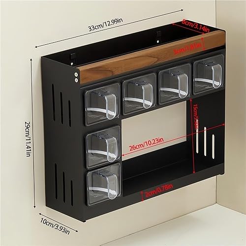 Miniatura 3 de Estante de especias de cocina, caja de condimentos colgante de montaje en pared, estante de especias que ahorra espacio para condimentos,