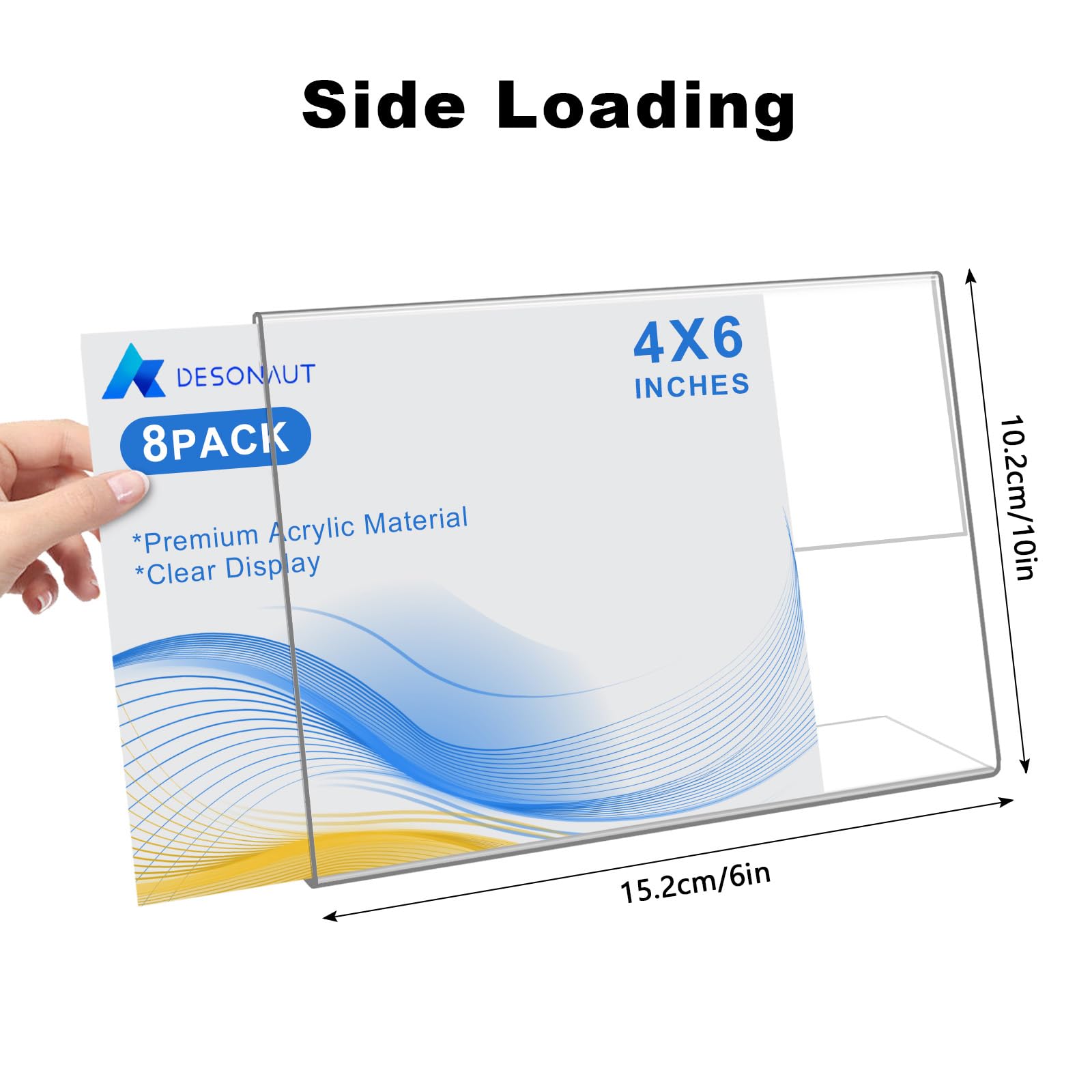 DESONAUT 8 pack Acrylic Sign Holder 4 x 6 Inches,Clear Plastic Sign Holder Paper Photo Display?Menu Tabletop Stand?Clear Acrylic Picture Frame?Flyer Holder?Horizontal?