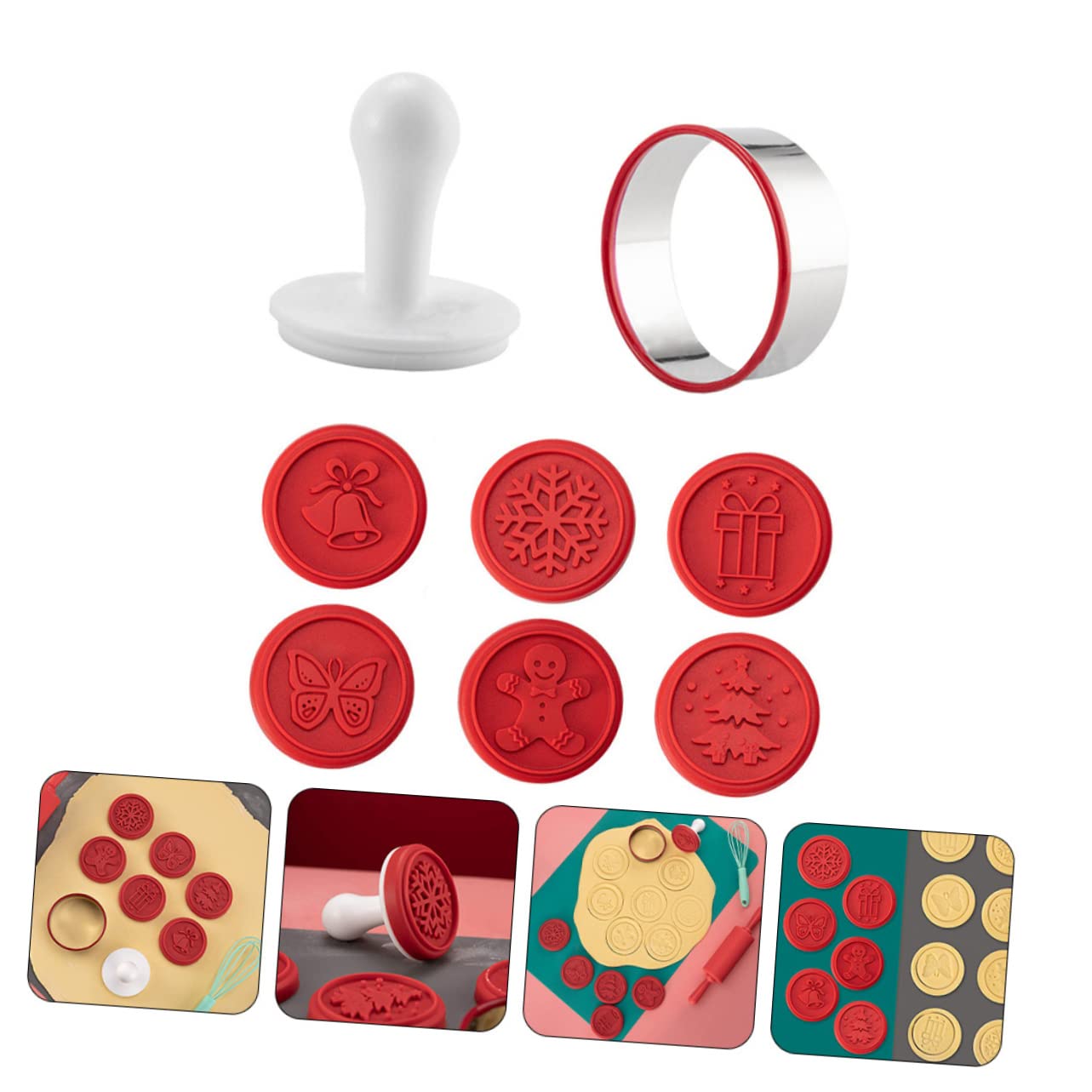 TOPBATHY 3 Ensembles tampon à biscuits tampon biscuit professionnel biscuit sapin de noel cuisine accessoires kit noel décor emporte-pièce de cuisine moule à biscuits en silicone pp rouge