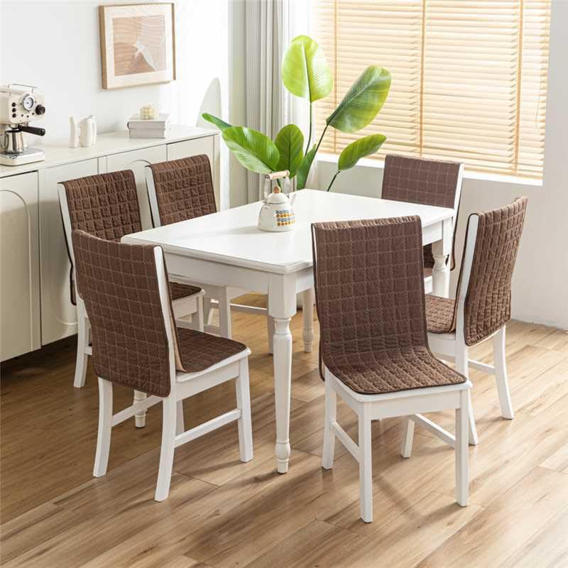 Image of HOMETHREADS Non-Slip Chair Cover-Universal Fit for Kitchen & Dining Chairs-Cushioned Comfort - Stylish Machine Washable Seat Cover-140x40cm (Brown, Pack of 8)