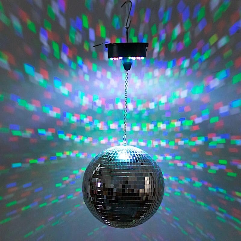 Black Heavy Duty Disco Ball Rotating Motor 18 LED Lights Wedding Party Events Reception Home Decorations Supplies