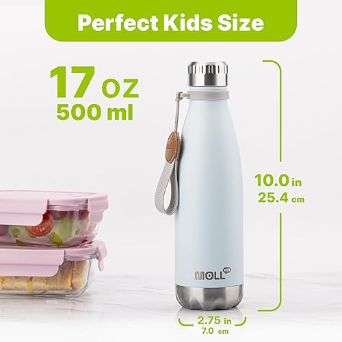 Miniatura 4 de Botella de agua aislada de acero inoxidable de 17 onzas, botellas de agua de doble pared al vacío para la escuela, forma de cola, botella de agua