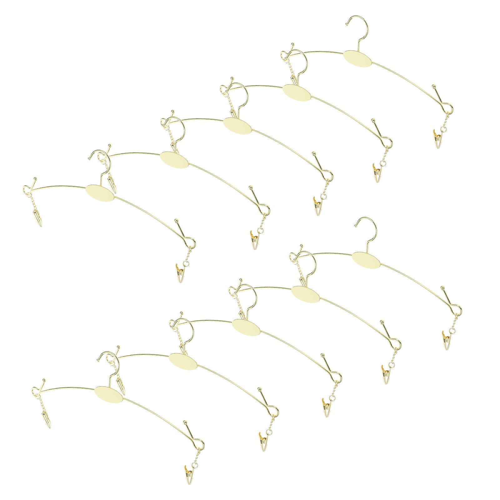 Appendino per Biancheria Intima 10 Pezzi in Ferro Oro con Clip | Organizzazione Armadi, Set da Dieci, Struttura Resistente, Colore Oro, per Reggiseni e Mutande