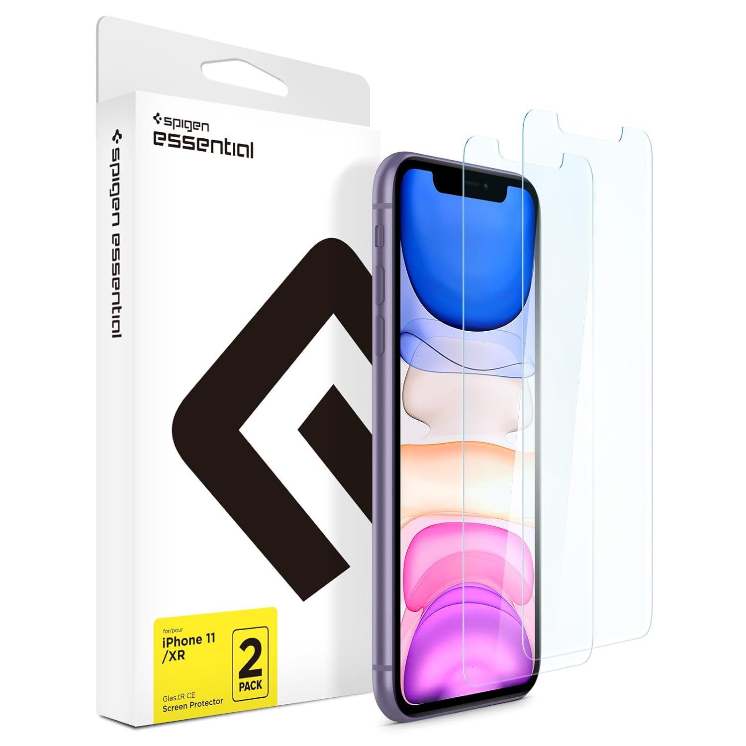 Spigen Essential Glas.Tr CE Tempered Glass Screen Guard For iPhone 11 / XR, Full Screen Protector- 2 Pack