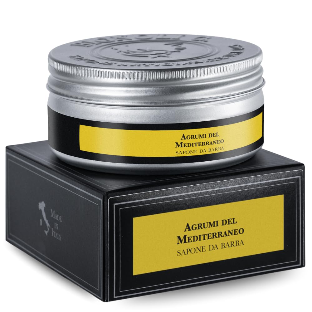 Bignoli Sapone da Barba Artigianale – Sapone da Barba con Schiuma Ricca per Rasatura Tradizionale (175 gr, Agrumi)