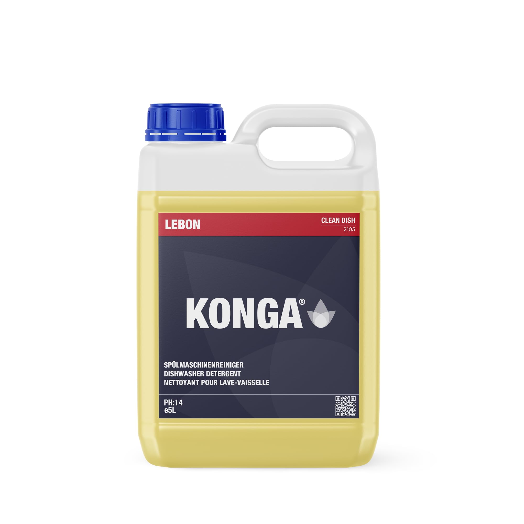 Konga Clean Dish Liquide vaisselle liquide pour tous les lave-vaisselle Élimine la graisse et les taches Pour HoReCa et ménages Nettoyant professionnel pour vaisselle, verres, couverts (5 litres)