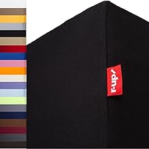 r-up Fits Fitted Sheet 20 x 180 x 200 - 200 x 220 to 35 cm Height, Many Colours, 100% Cotton, 130 g/m², Oeko-Tex, Stress-Free, Also for High Mattresses (Black)