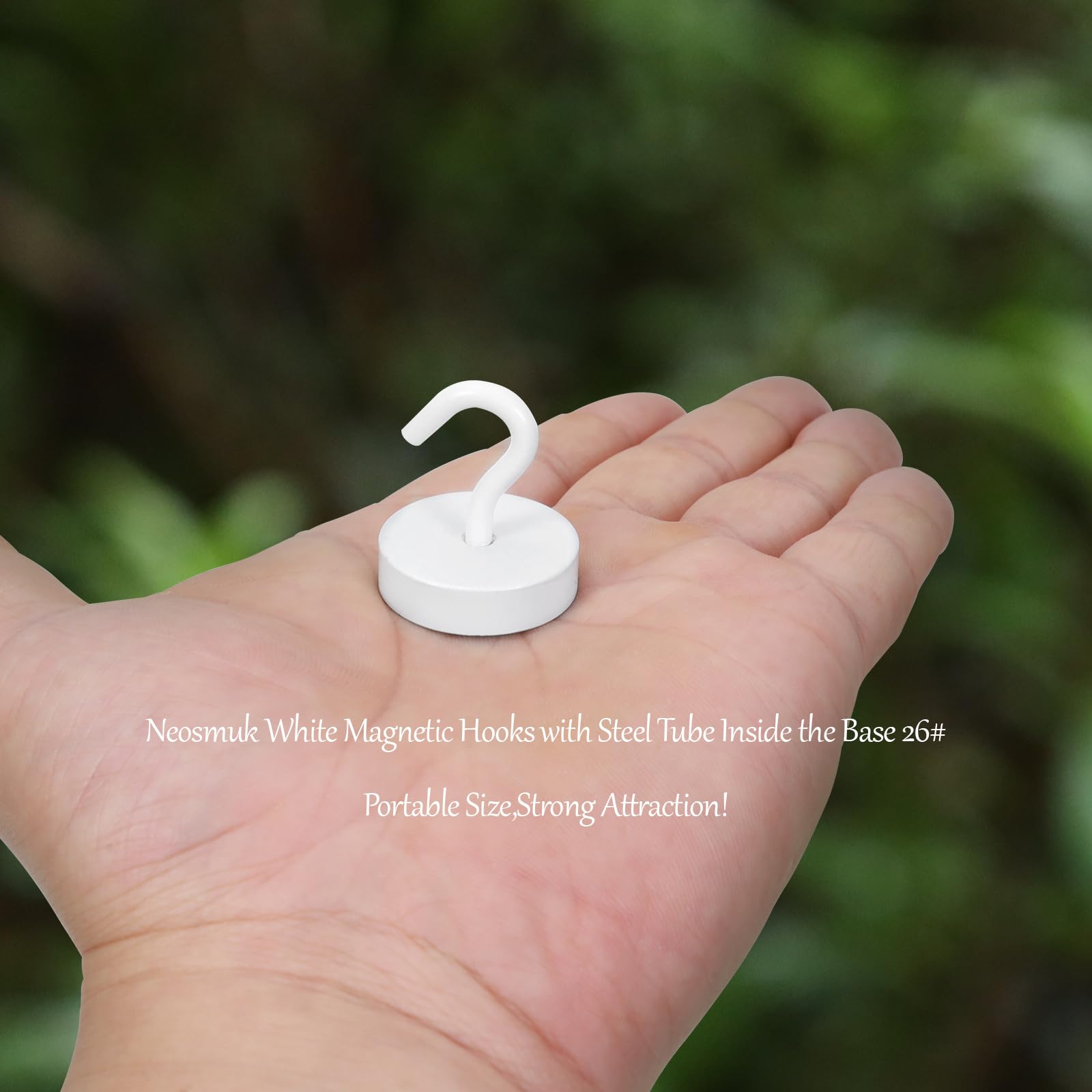 Neosmuk 60lb+ Extra Strong Magnet with Hook for Fridge,Heavy Duty Cruise Hook for Ceiling,Small Magnetic Holder for Van Tool(White - Image 2