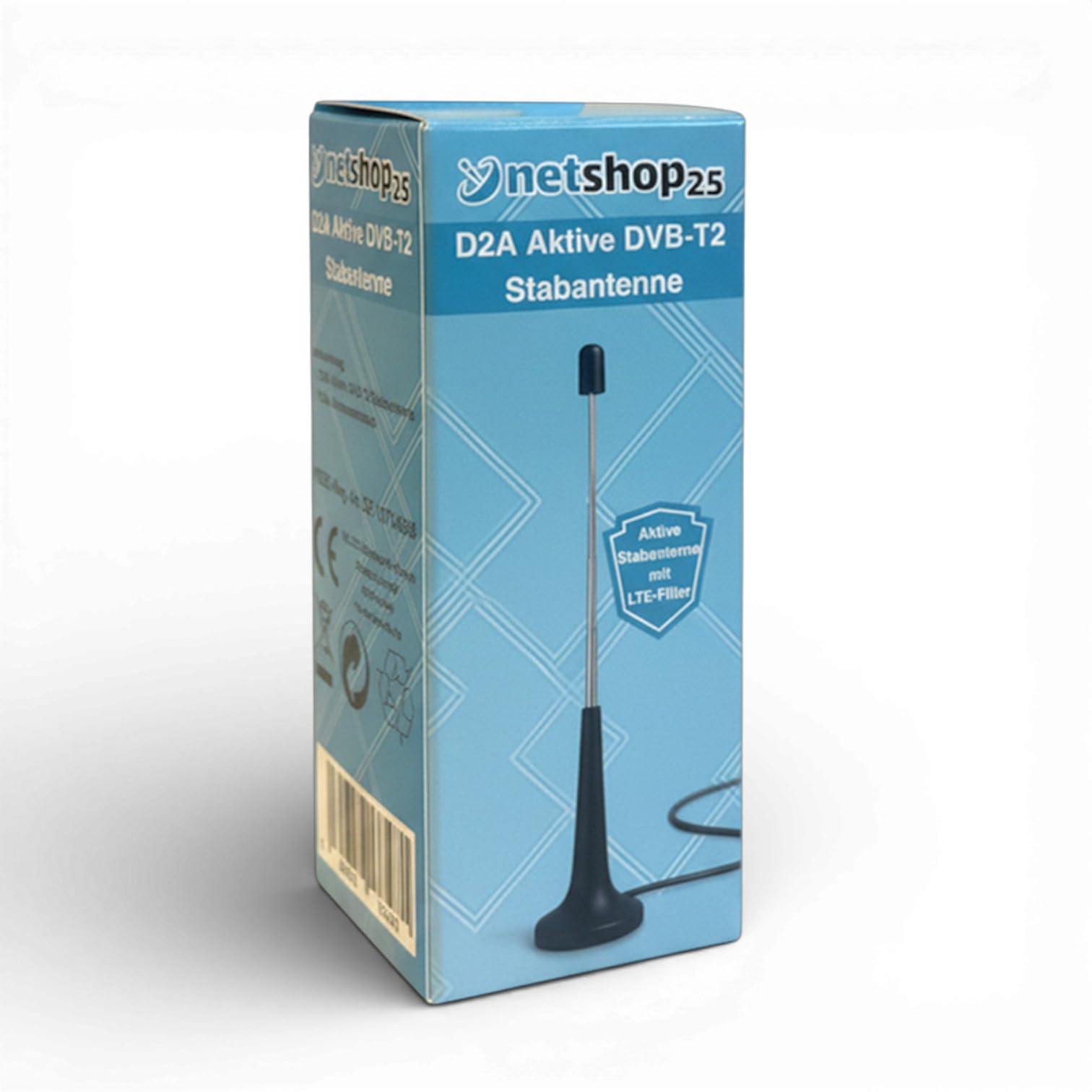 DVB-T2 Antenne mit Verstärker und LTE Filter für digitales HD Fernsehen und DAB Radio. Aktive 360° Zimmerantenne mit Magnetfuß (Digital TV, 4K, HDTV, DVB-T2, DAB, DAB+)