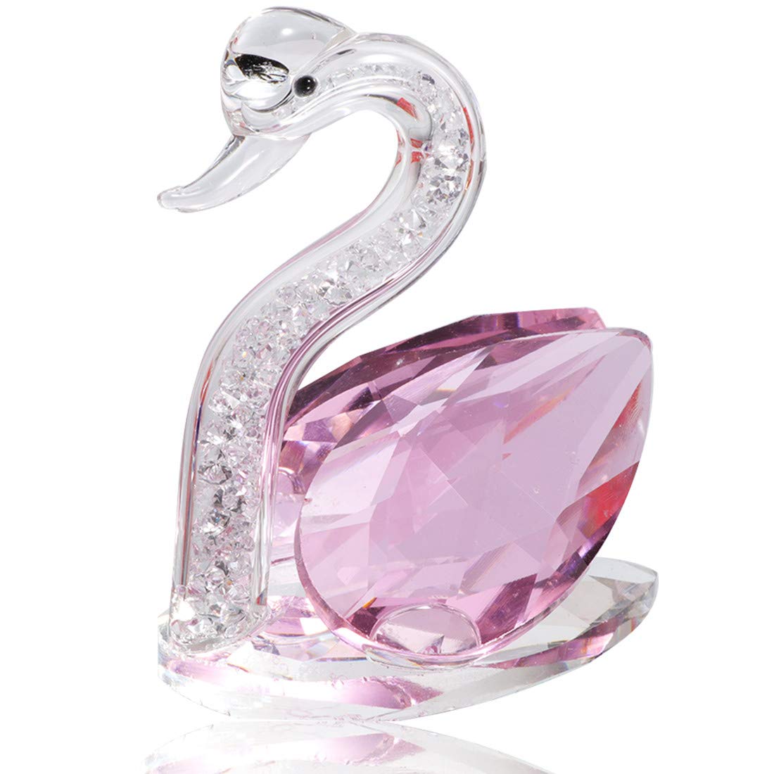 HANUR Crystal Elegant Swan Figurine Clear Ornament Home Decoration Collection Paperweight