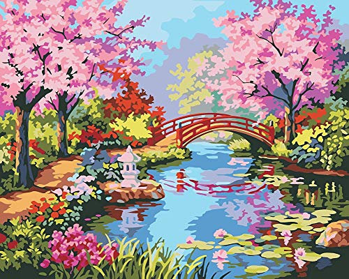 YEESAM ART Peinture Numero Jardin japonais, Bricolage Peinture par Numero 40x50 cm Acrylique Decoration Murale Cover