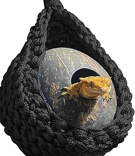 HyzaPhix Hammock Reptile Accessories, Terrarium Accessories Gecko, Reptile Decoration for Lizards, Snakes, Iguana (Black, No Coconut Shell) product image