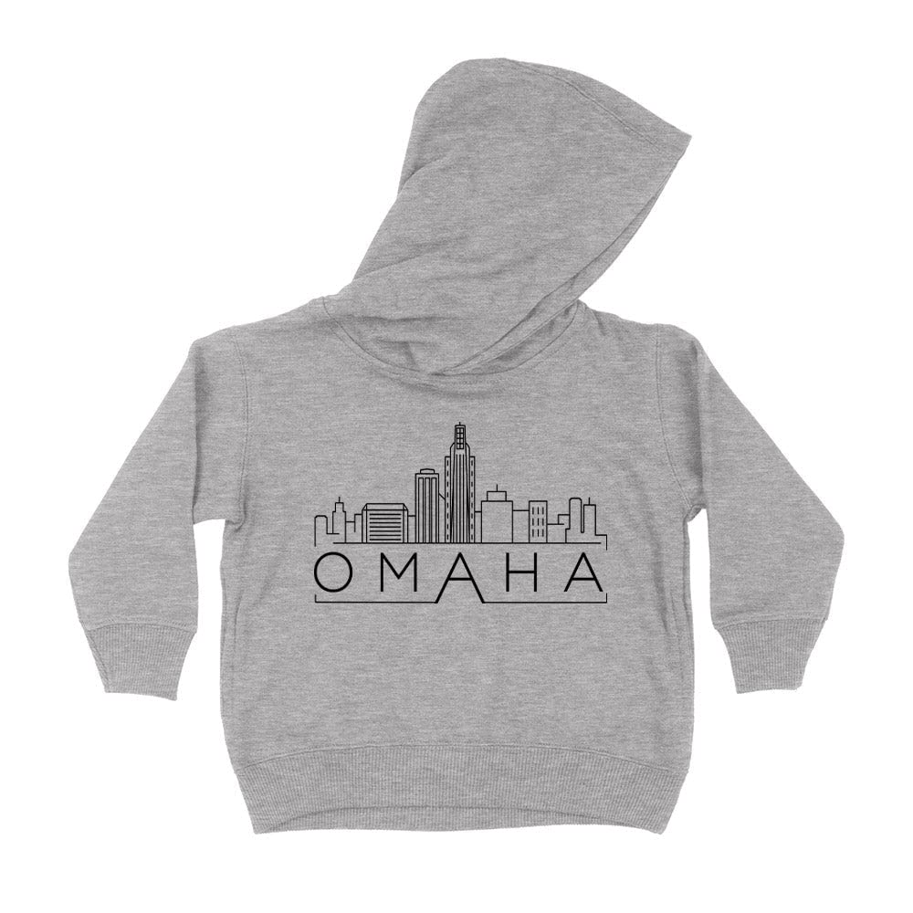 Skyline Omaha Nebraska Kids Hoodie Sweatshirt Toddler 2T Heather Grey