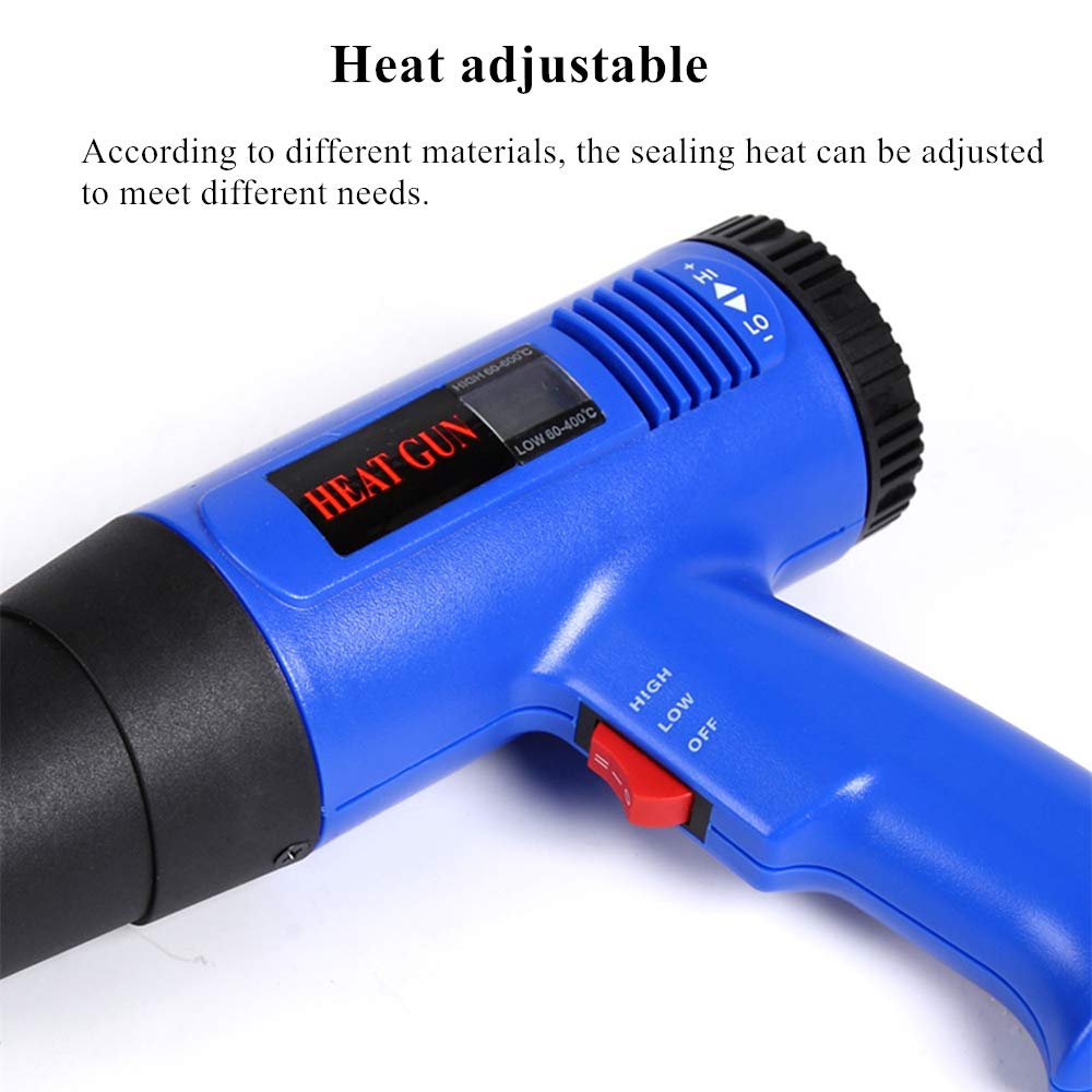 Pistolet thermique pour emballage rétractable, 1800 W pour film PVC PET POF, idéal pour les boîtes d'emballage en verre