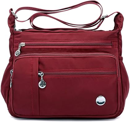 Womens Shoulder Bags Travel Handbag Messenger Cross Body Nylon Bags with Lots of Pockets