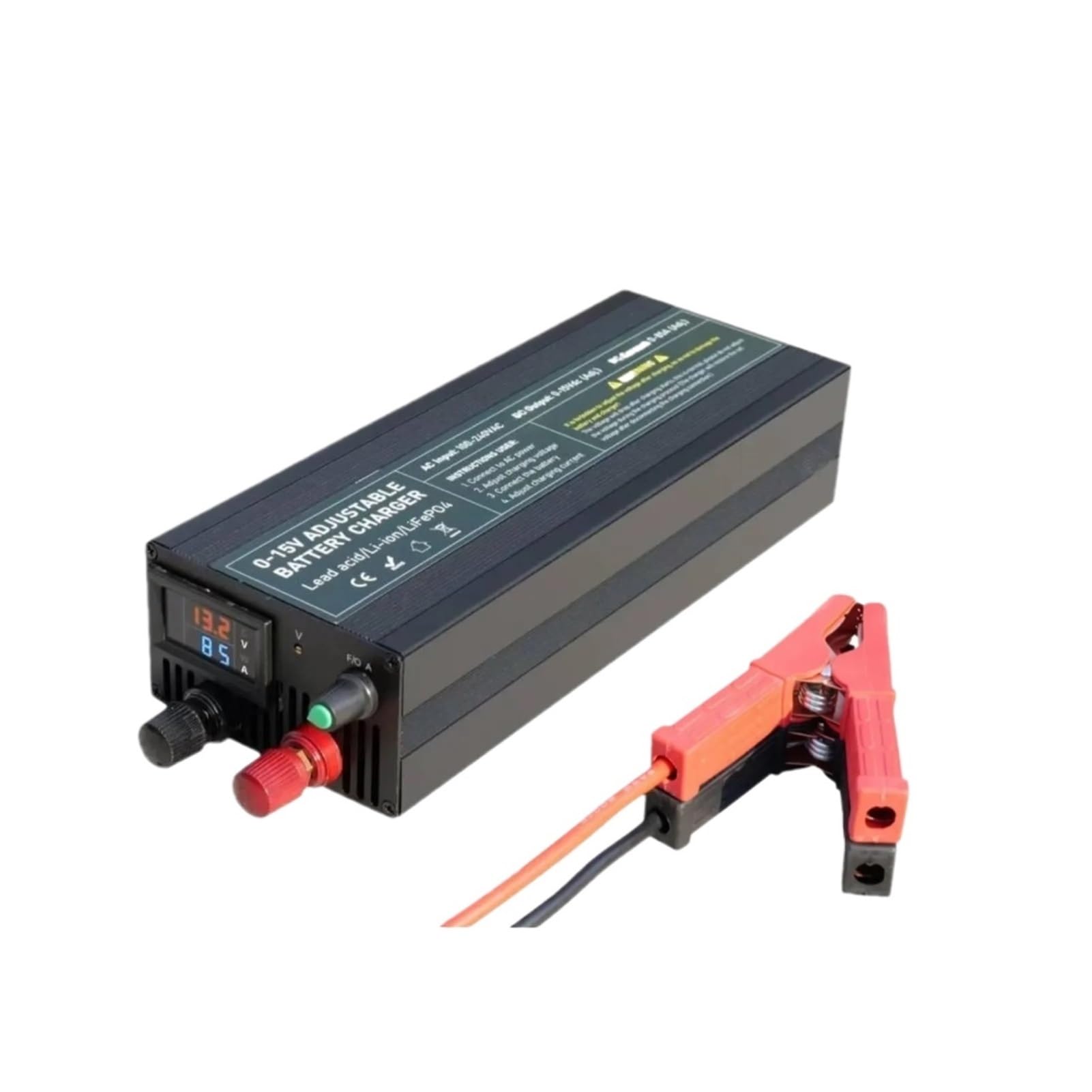 85A 100A Lithium Iron Phosphate Battery Charger for Larger Capacity Battery LiFePo4/Lithium Current/Voltage Adjustable(0-85A Clip Single,UK Plug)