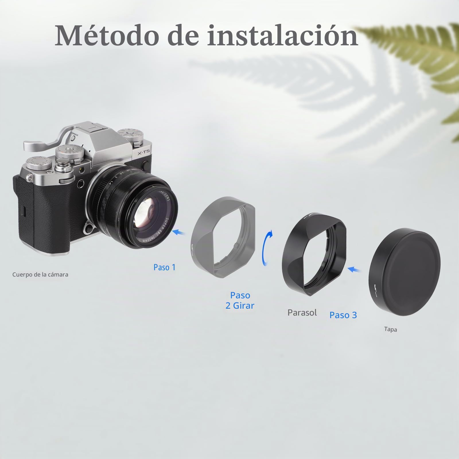 Haoge LH-X53B - Parasol cuadrado de metal para Fujifilm Fuji Fujinon XF 35 mm F1.4 R / XF35 mmF1.4 R xf18 mm f2.8 lente con kit de tapa de metal