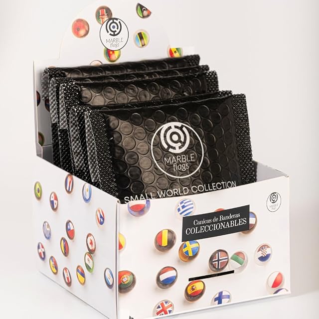 Foto 3 de 8 de MARBLEFLAGS Small World Collection Caja 5 Sobres (50 canicas aleatorias de Banderas del Mundo)