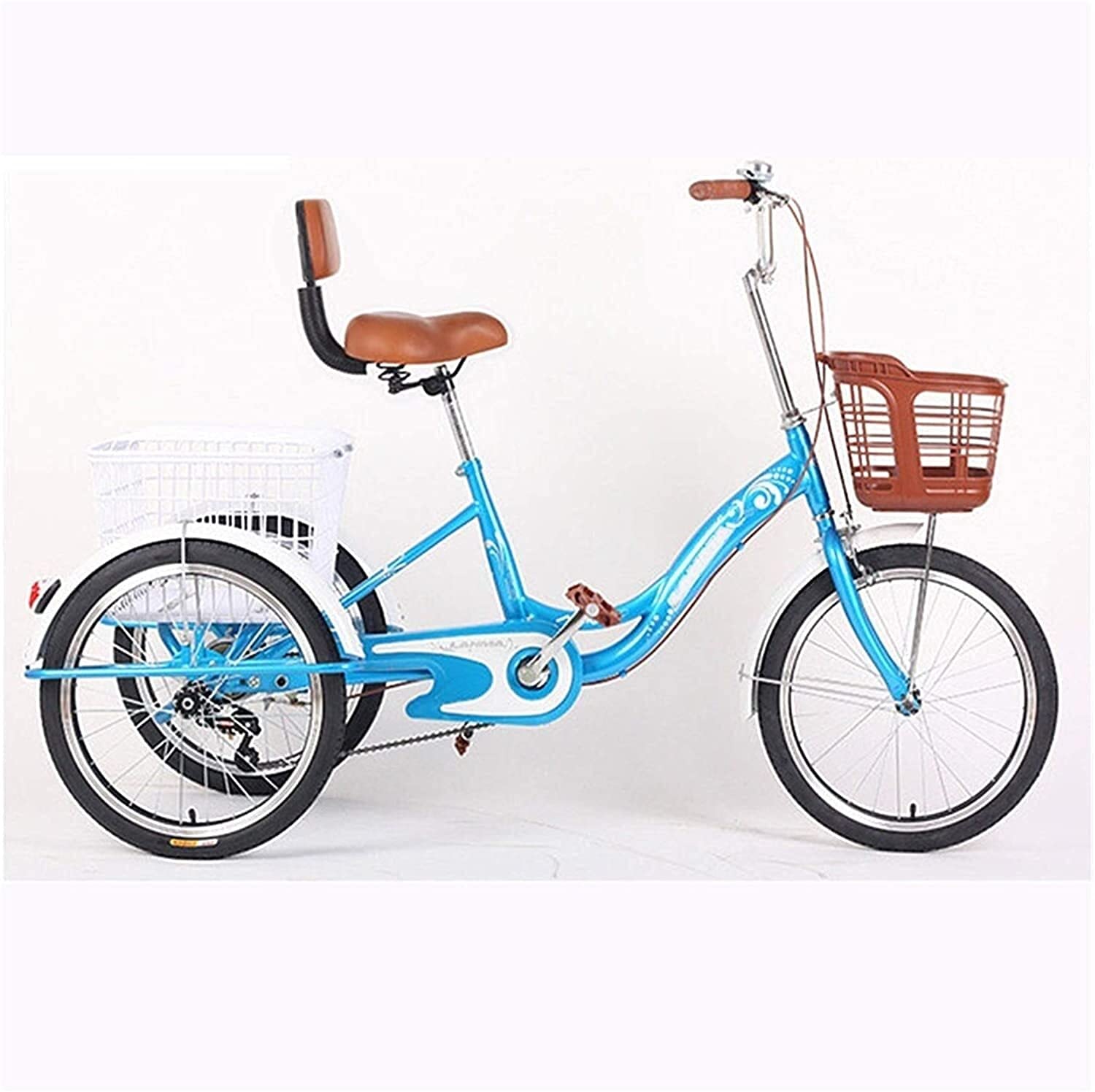 PAGOIAAR Adult Cargo Tricycles Beach Cruiser Bikes Shopping Tricycle for Adult 1 Speed 20inch 3-Wheel Trike with Basket Three Wheeled for Women Men Shopping Or Dogs Dustproof Bag