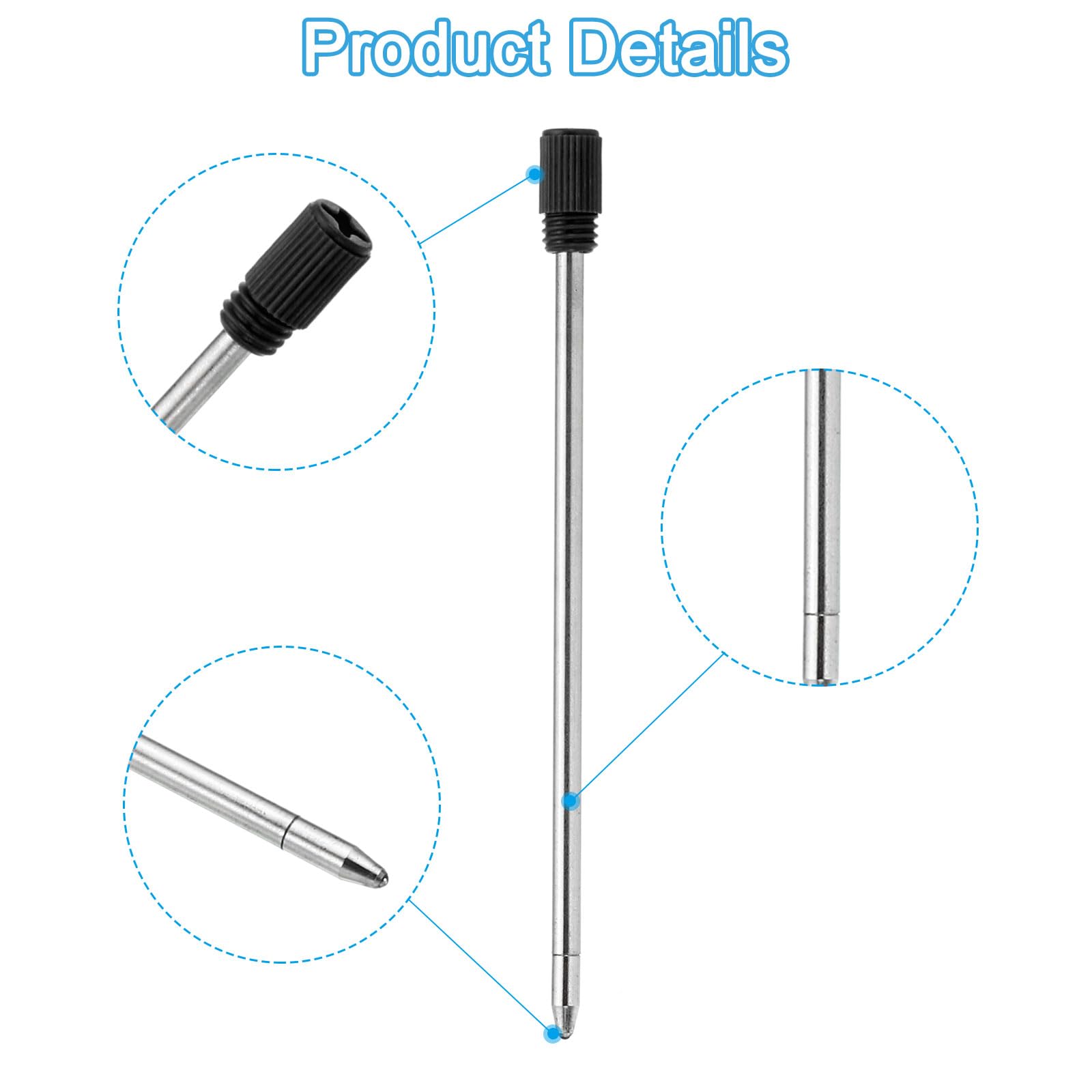 PATIKIL 0.6mm Pen Ink Refills, 20 Pcs Ballpoint Refill Medium Point Metal Compatible Replaceable Replacement for Pen Writing Office, Black - Image 3