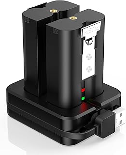 2 packs Rechargeable Batteries for Ring Camera, 3.65V 6040mAh Lithium-Ion Batteries with Dual USB Charging Station, Compat...