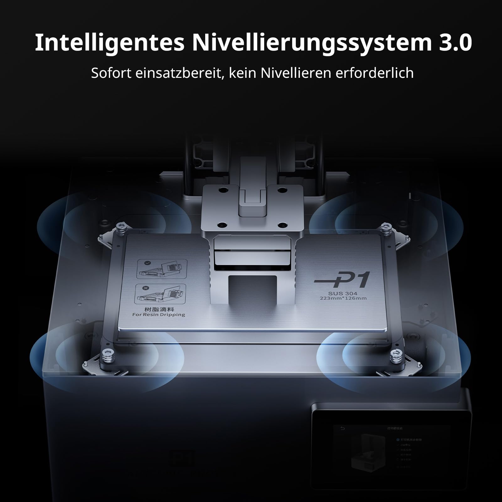 Anycubic Photon P1, 10,1 Zoll Resin 3D Drucker mit Auto-Leveling 3.0, Integrierte Harzheizung (bis 40°C), Industrielle Kugelumlaufspindel, Smarte Überwachung, Druckgröße von 223x126x230 mm