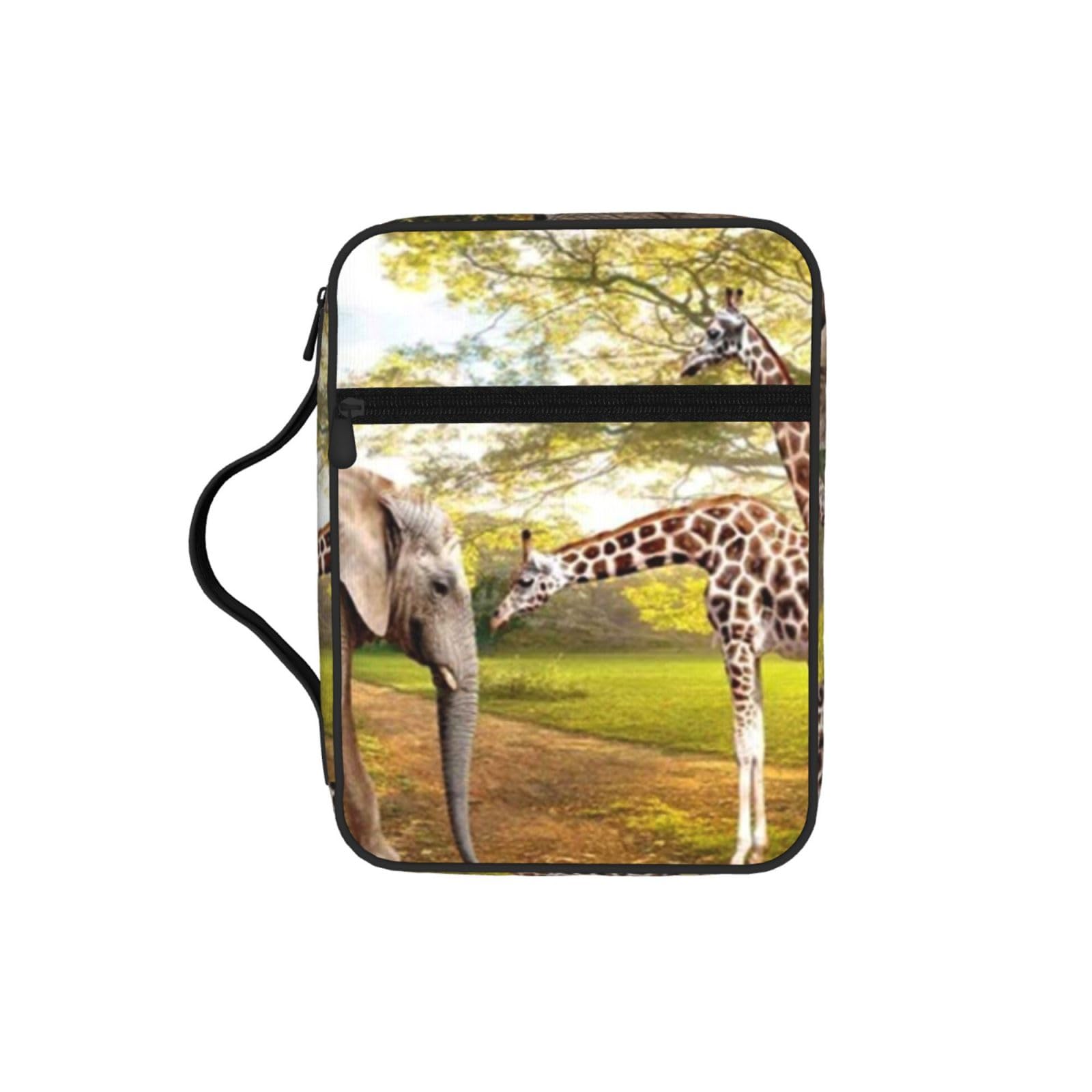 Elephant And Giraffe Bible Cover Case Waterproof Bible Bag With Handle Organizer Storage Book Cover For Bible Study