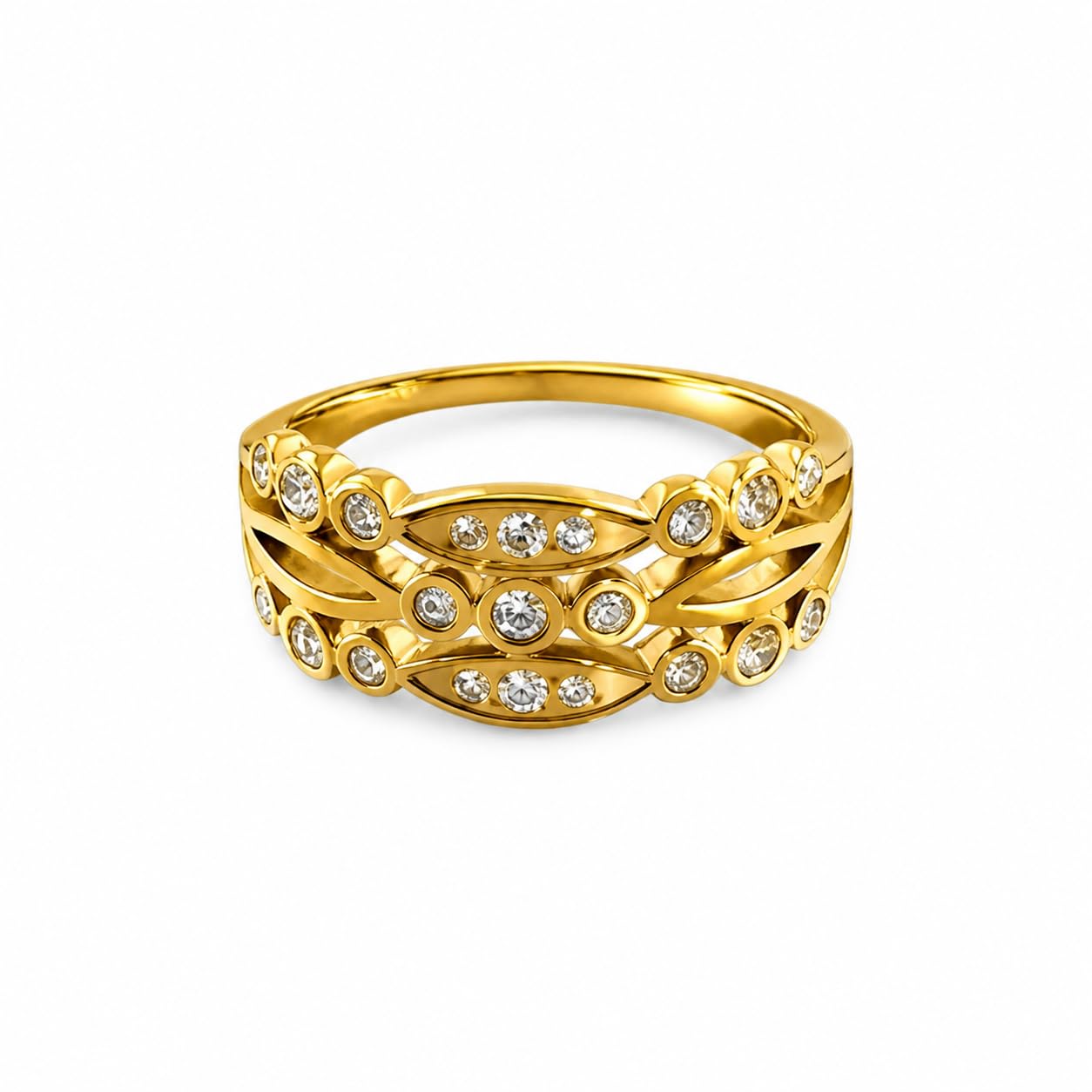 RIDHVEE Anti Tarnish Gold Plated Vintage Multi-Layer Statement Ring for Women & Girls, Intricate Marquise Cutout Band with Bezel-Set CZ Stones, Available Sizes 6, 7, 8 | RV-AT-RNG-015-image-33