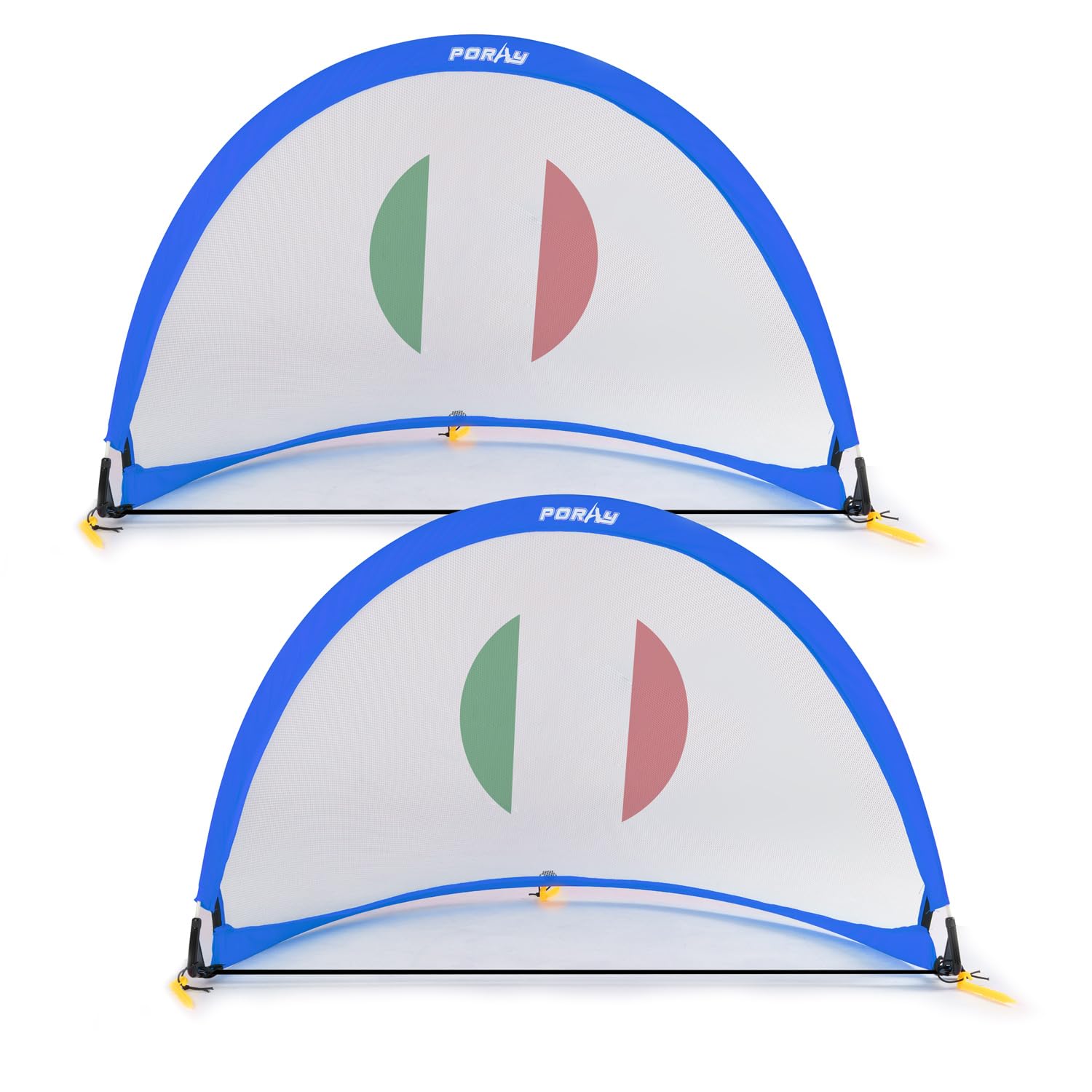 Porayhut Quick Open Soccer Net Pop up Goal for Kid Set of 2 Portable 210D Oxford Extra Stakes Target Soccer Goal for Fun in Backyard (Italy Flag Pattern)