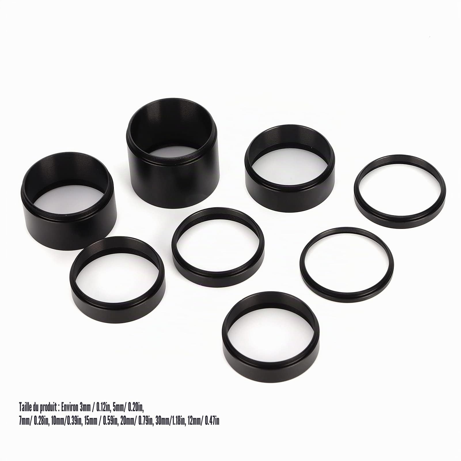 Kit de Tubes D'extension 8 Pièces, Tubes D'extension D'objectif de Microscope M42 X 0,75 Mm 3-30 Mm pour la Photographie de Télescope Astronomique