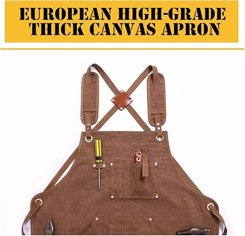 Miniatura 3 de TOPTIE Herramienta de trabajo de lona, delantal de carpintería para chef, barbacoa, herreros, jardineros, adoquín, artista peluquero