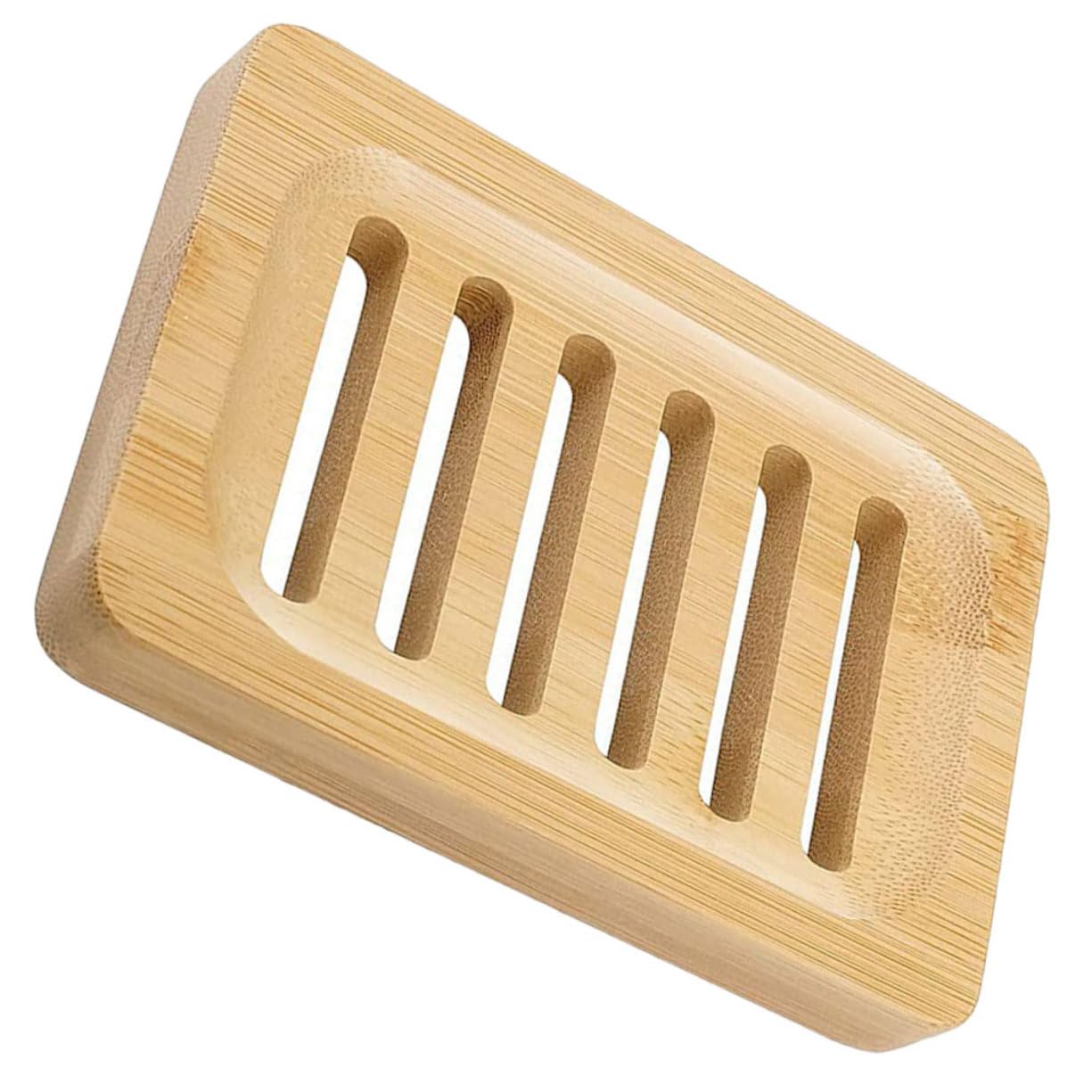 ABOOFAN 5 Piezas Jabonera de Bambú Natural para Drenaje de Jabón y Esponjas Organizador para Baño y Cocina Resistente y Duradero para Mantener Jabones Secos y Evitar la Ablandamiento
