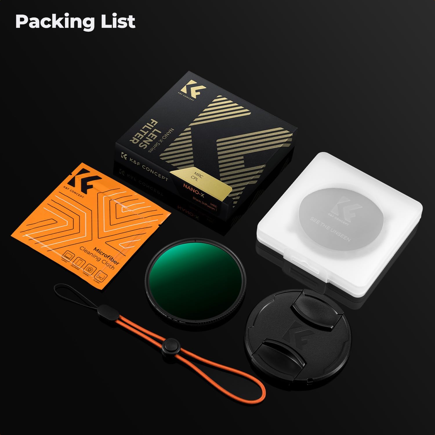 K&F CONCEPT 67mm Circular Polarizer Lens Filter with Filter Cap Cleaning Cloth Optical Glass Ultra Slim Polarizing CPL Filter with 28 Multi-Layer Coatings for Camera Lenses (Nano-X Series)