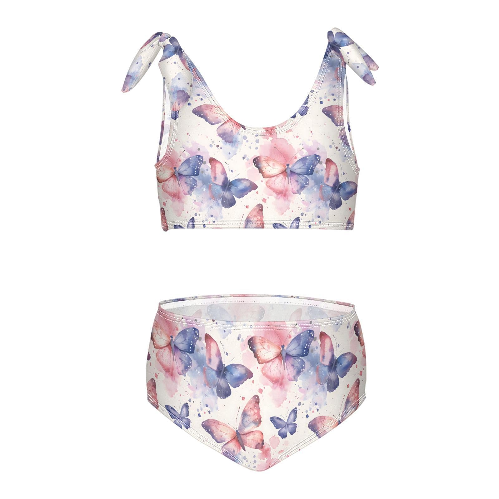 Butterfly Girls Two Piece Tankini Swimsuits Summer Bathing Suit Beach Swimwear Set, 4T