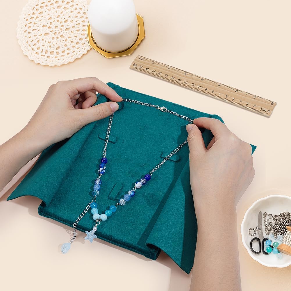 MAYJOYDIY Green Velvet Jewelry Travel Folder, 8.27x6.1 inch Travel Necklace Organizer, Jewelry Storage Bags with Flip Lid for Ring Chain Bracelet Hoop Earrings image 3