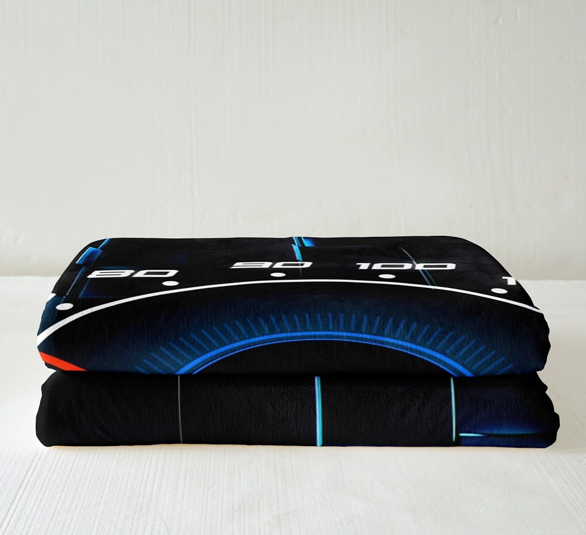 Blue Race Car Fleece Blanket,Geometric Neon Grids Squares 3D Print Plush Blanket for Kids Teens,Lovely Room Decor,Extreme Sports Car Racing Game Flannel Blanket,Twin 60"x80"