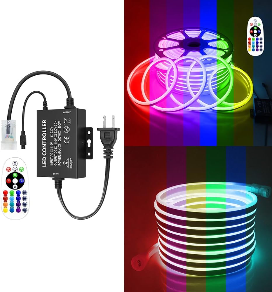 Aclorol RGB Neon Rope Lights 164FT AC 110V130V Neon LED