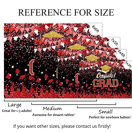 Mocsicka Graduation Party Decorations 2026 Congrats Grad Backdrops for Photography Bachelor Cap Congratulations Grad Photo Backdrop Graduation Prom Party Supplie (Red, 7x5ft (82x60 inch))