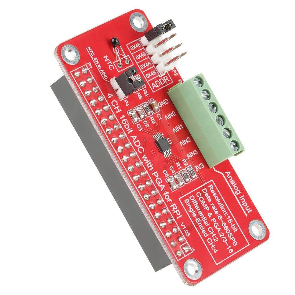 Scheda Modulo ADC, 16-Bit ADS1115 ADC Modulo Convertitore Analogico-Digitale ADC per Raspberry Pi 3/2/B+