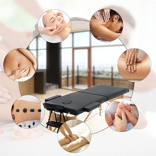 Miniatura 5 de Dkeli Mesa de masaje de piel sintética, cama de spa, portátil, plegable, de 73 pulgadas de largo, 28 pulgadas de ancho, cama de masaje profesional