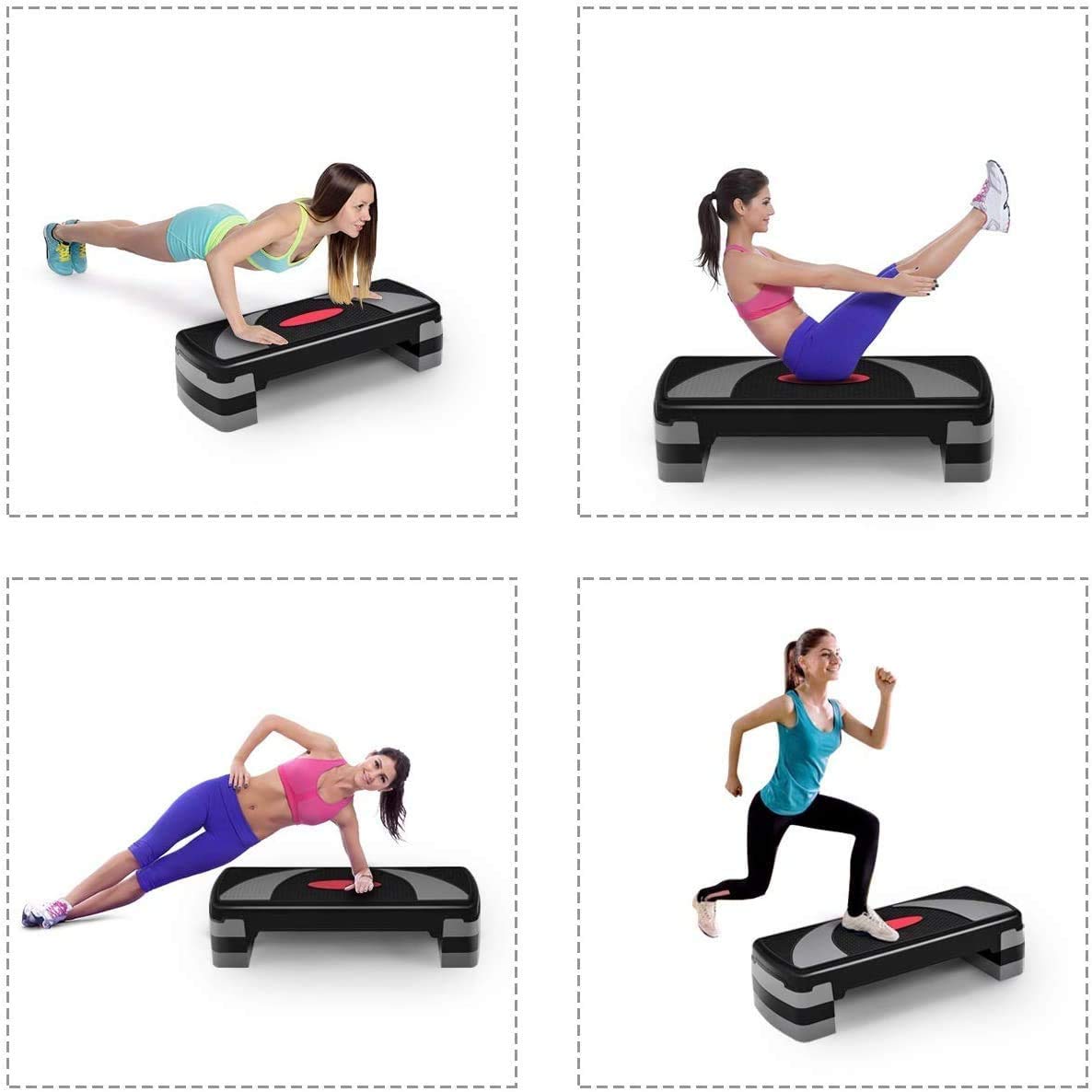 Aerobic Steppbrett XL Premium Extra Groß Inkl. 3-Fach Höhenverstellbarer Stepper, 78 x 30 x 10/15/20 cm Stepbench in 3 Farbig