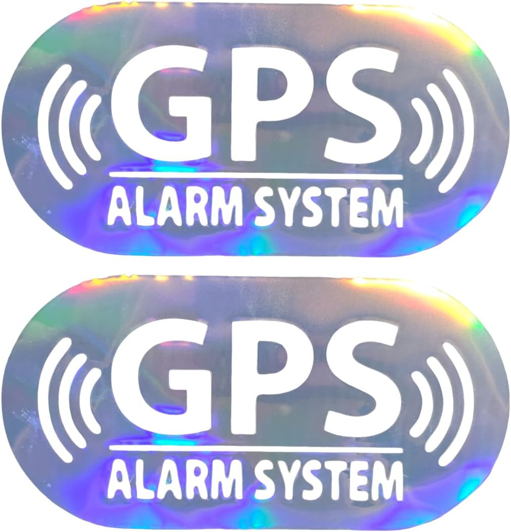 2PCS GPS Alarm System Car Sticker Decal, 6 × 3 Inches Anti-Theft Automotive Window Safety Warning Sticker, Universal Vinyl Self-Adhesive Vehicle GPS Tracking Decal for SUV, Truck (Colorful)