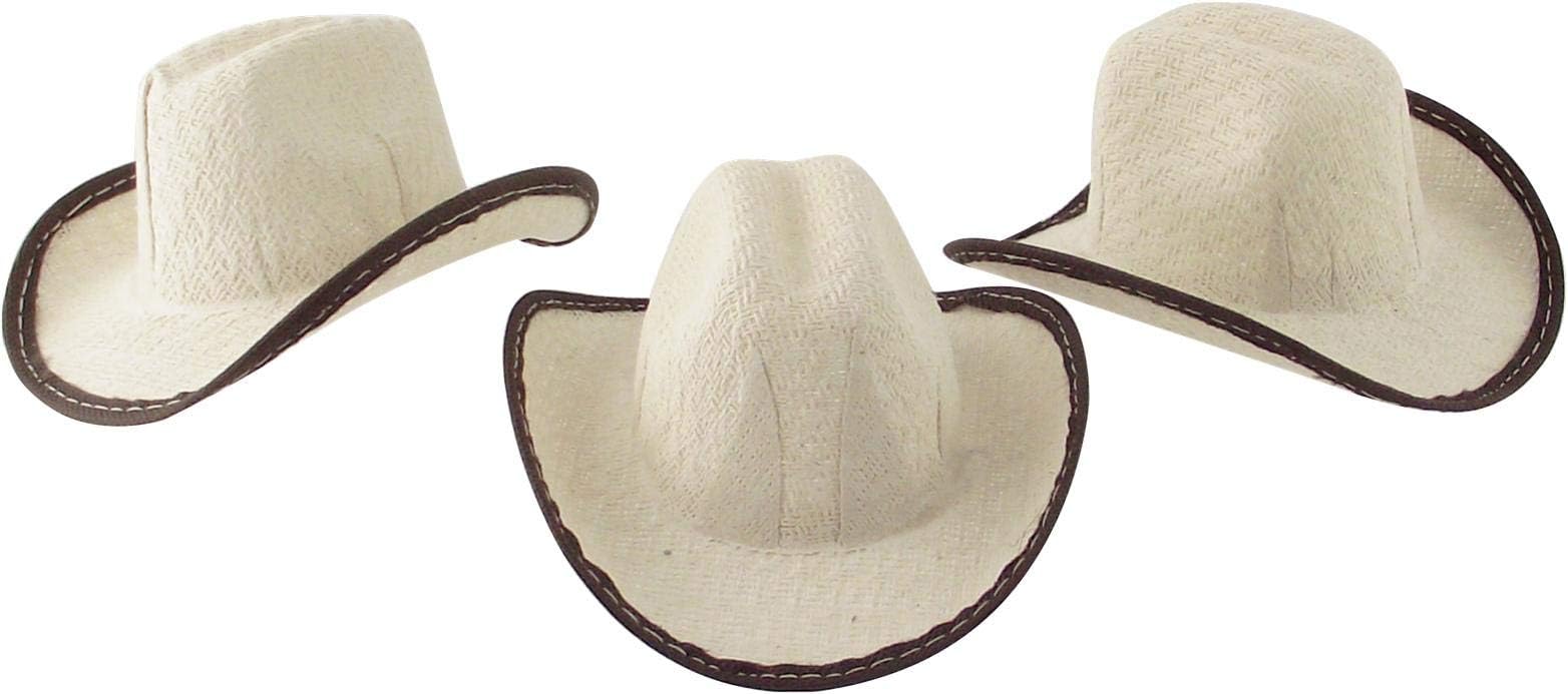 More Fiesta Mini Cowboy Rodeo Hats, 5 Inches Size - 12 Pack (Beige)