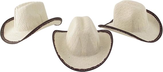 More Fiesta Mini Cowboy Rodeo Hats, 5 Inches Size - 12 Pack (Beige)