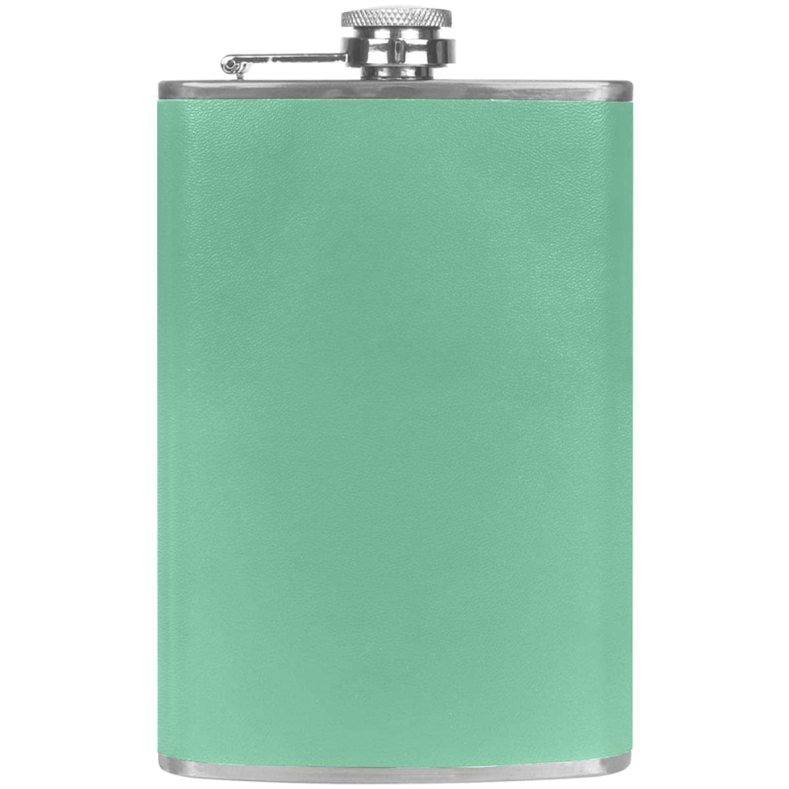 8 oz Hip Stainless Steel Flask & Funnel Set,Perfect Flask that Fits in Jacket Pockets and Pants Pure Light Green Color